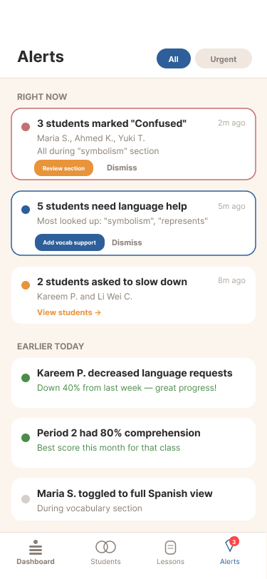 Bridge teacher alerts