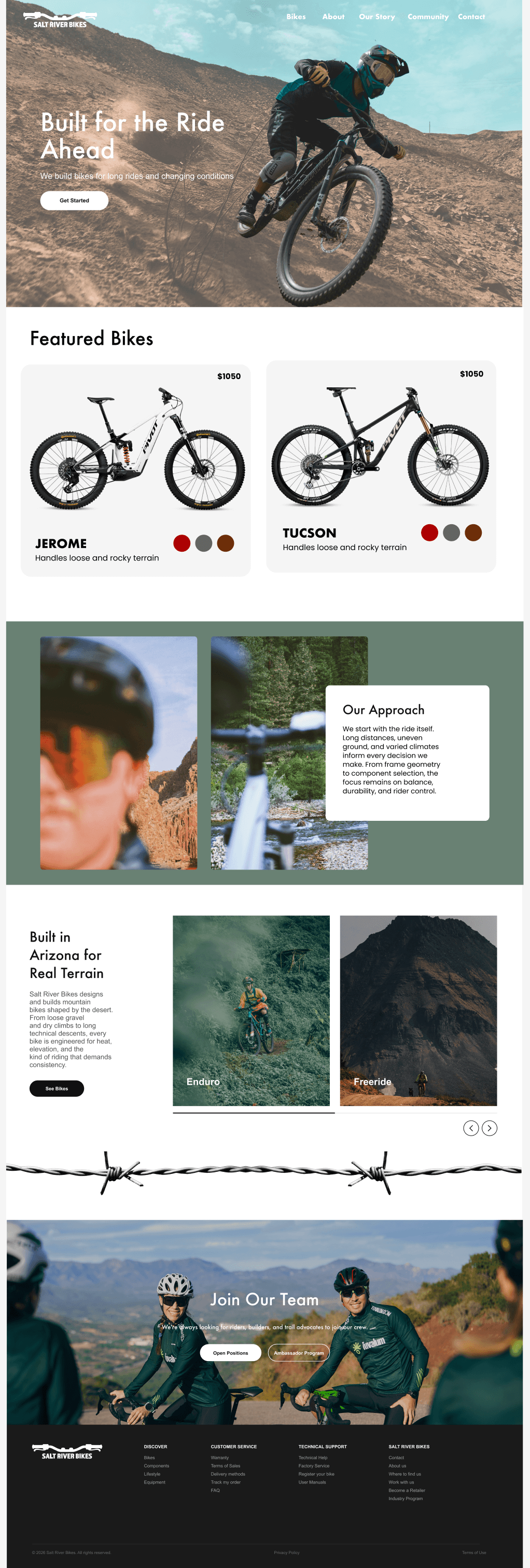 Salt River Bikes full homepage design