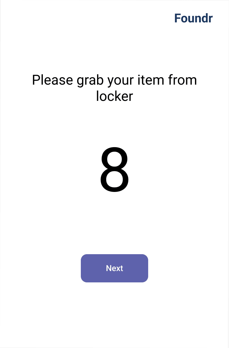 Foundr kiosk — input pickup code